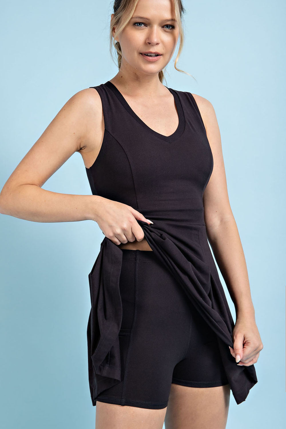 Tennis Romper Dress in Black (2 Piece)