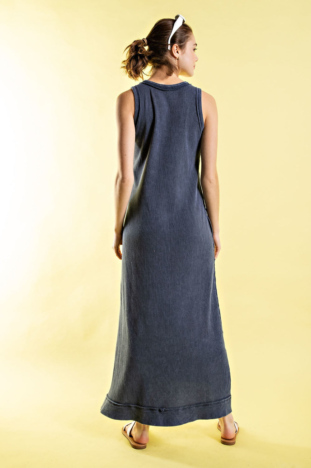Mineral Washed Sleeveless Cotton Maxi Dress