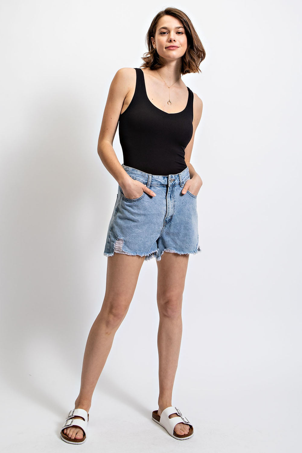 Butter Soft Square Neck Body Suit in Black