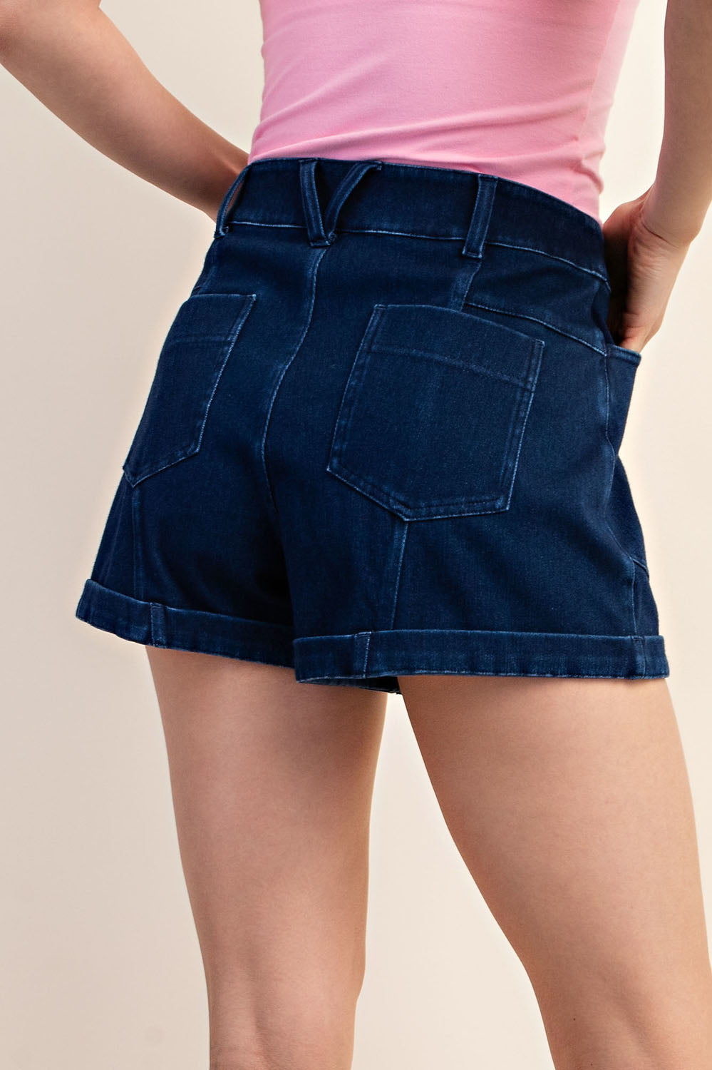 Cotton Stretch Denim Shorts in Dark - SALE