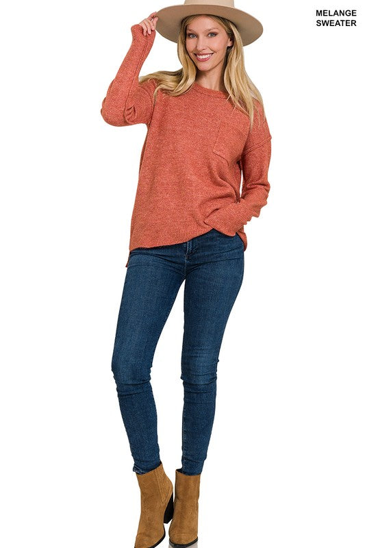 Melange Hi-Lo Hem Sweater