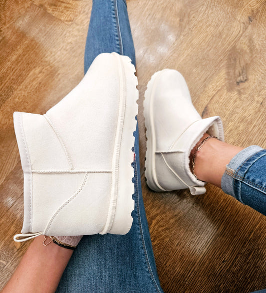 Cream Suede Mini Ankle Boots - SALE