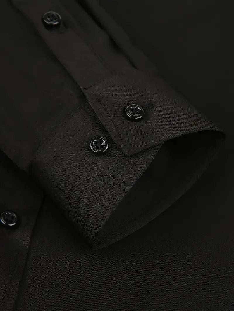 MEN'S Stretch Wrinkle-Free Long Sleeve Button Down Shirt in Black