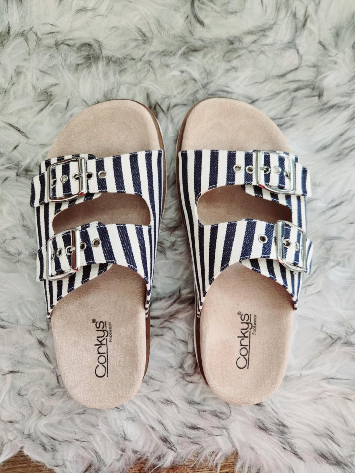 Corky's Dash Sandal in Navy Stripe - SALE