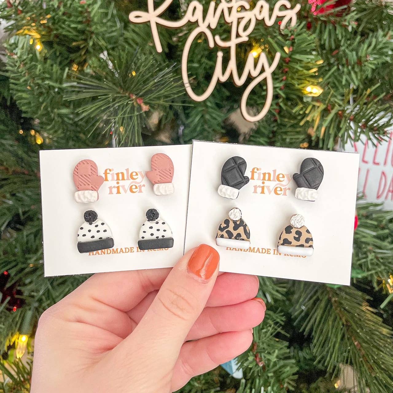 Winter Stud Pack | Black + Leopard | Clay Earrings: Silver Findings