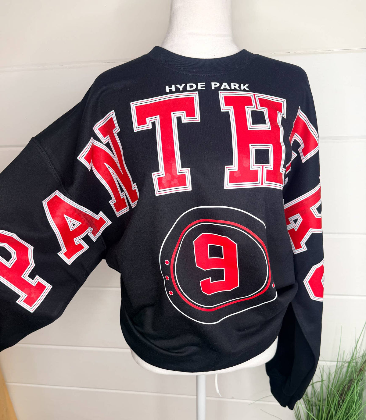 Oversized Mascot Sweater Team Sweatshirt School Spirit: Black / Unisex medium