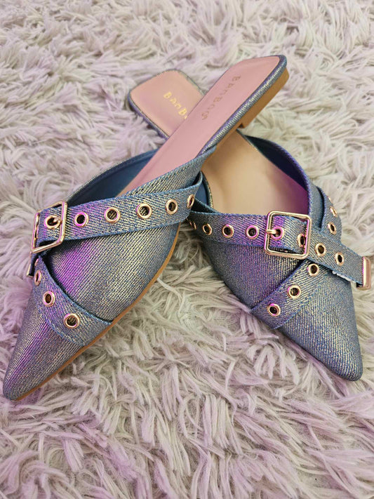 Runway Golden Denim Mules - SALE