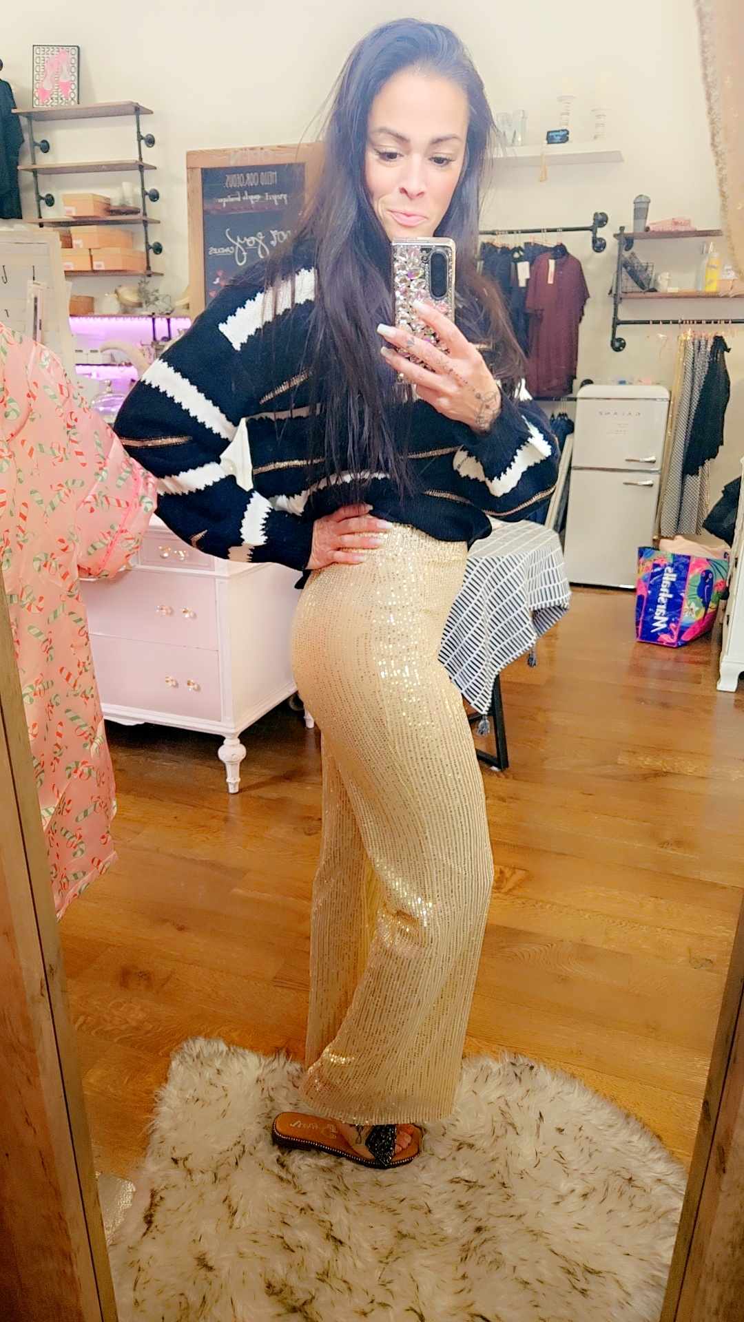 Gold Sequin Flare Pants - SALE