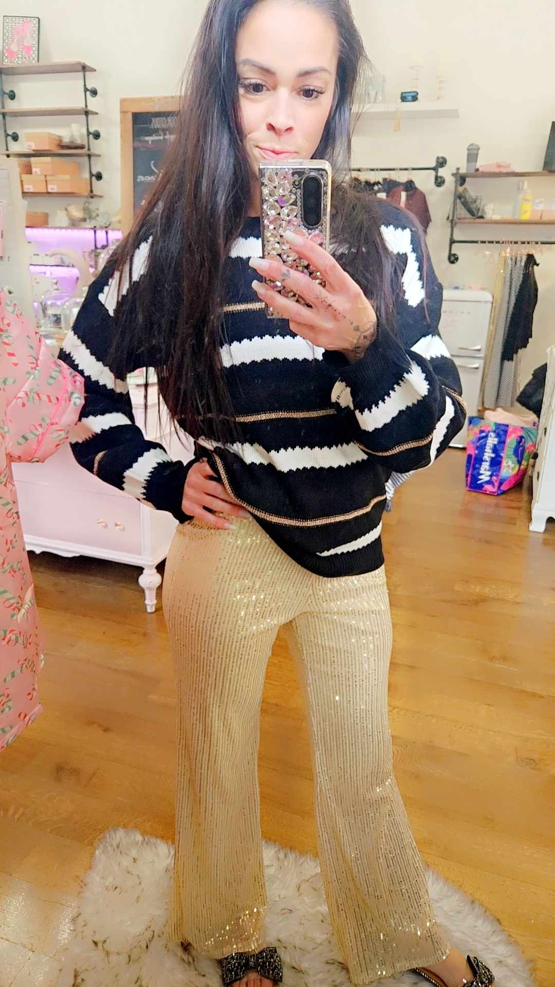 Gold Sequin Flare Pants - SALE