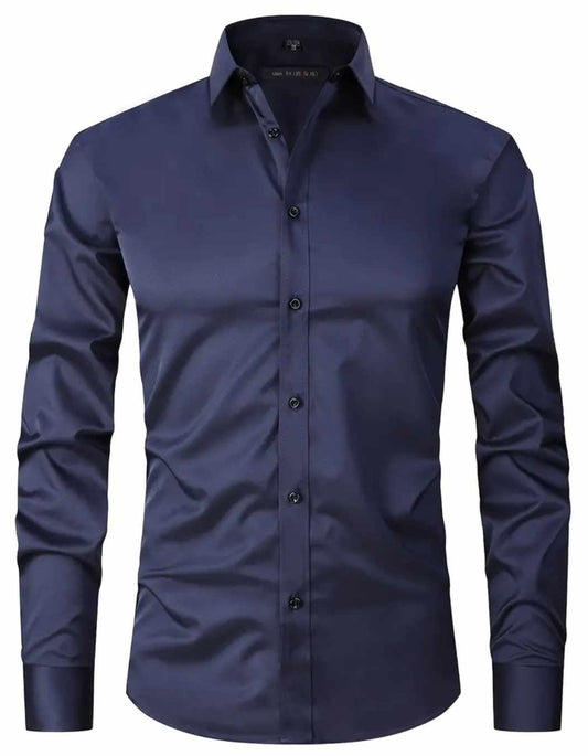 MEN'S Stretch Wrinkle-Free Long Sleeve Button Down Shirt in Navy