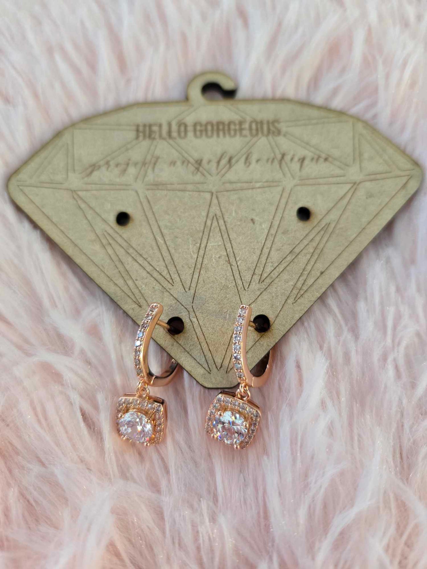 Rose Gold Rhinestone Drop Earrings