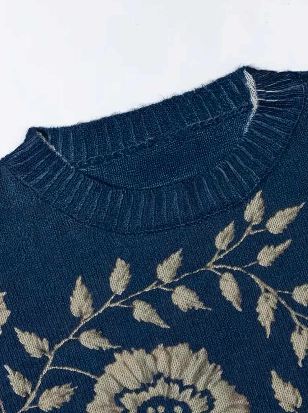 Navy Winter Floral Sweater - SALE