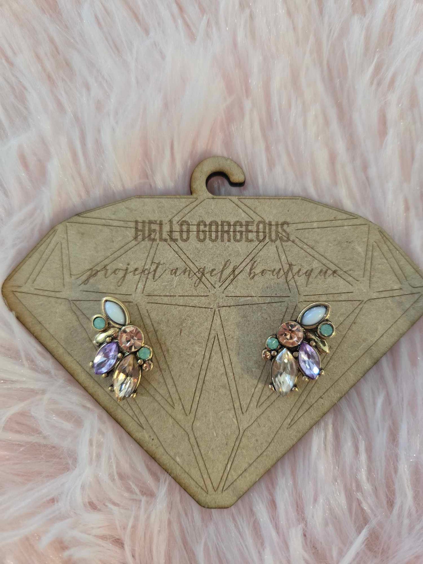 Rhinestone Leaf Earrings in Neutrals