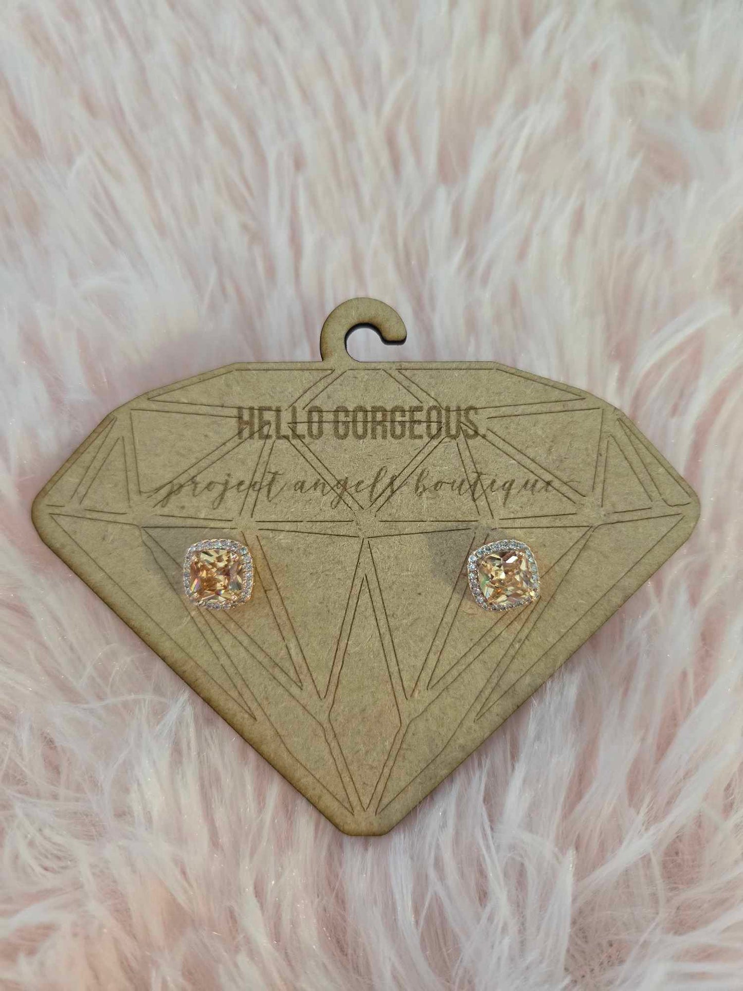 Champagne Daisy Rhinestone Stud Earrings