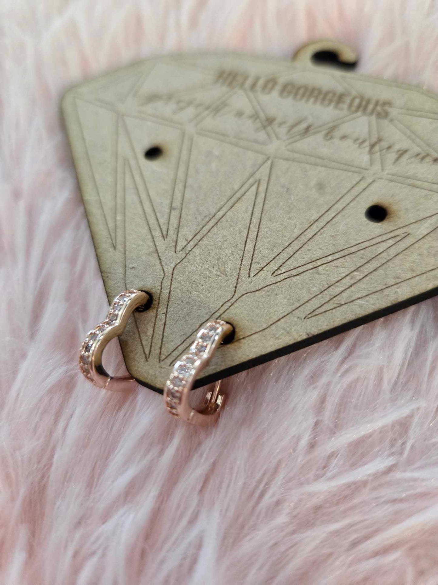 Rose Gold Rhinestone Heart Earrings