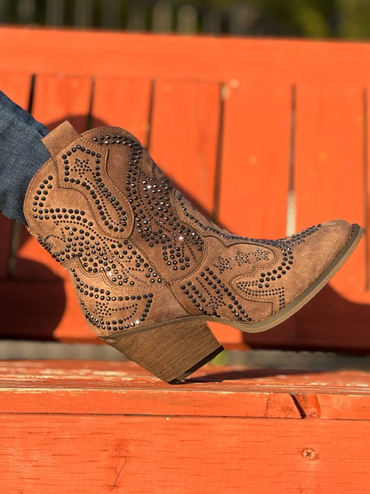 Very G Taupe Parade Rhinestone Bootie
