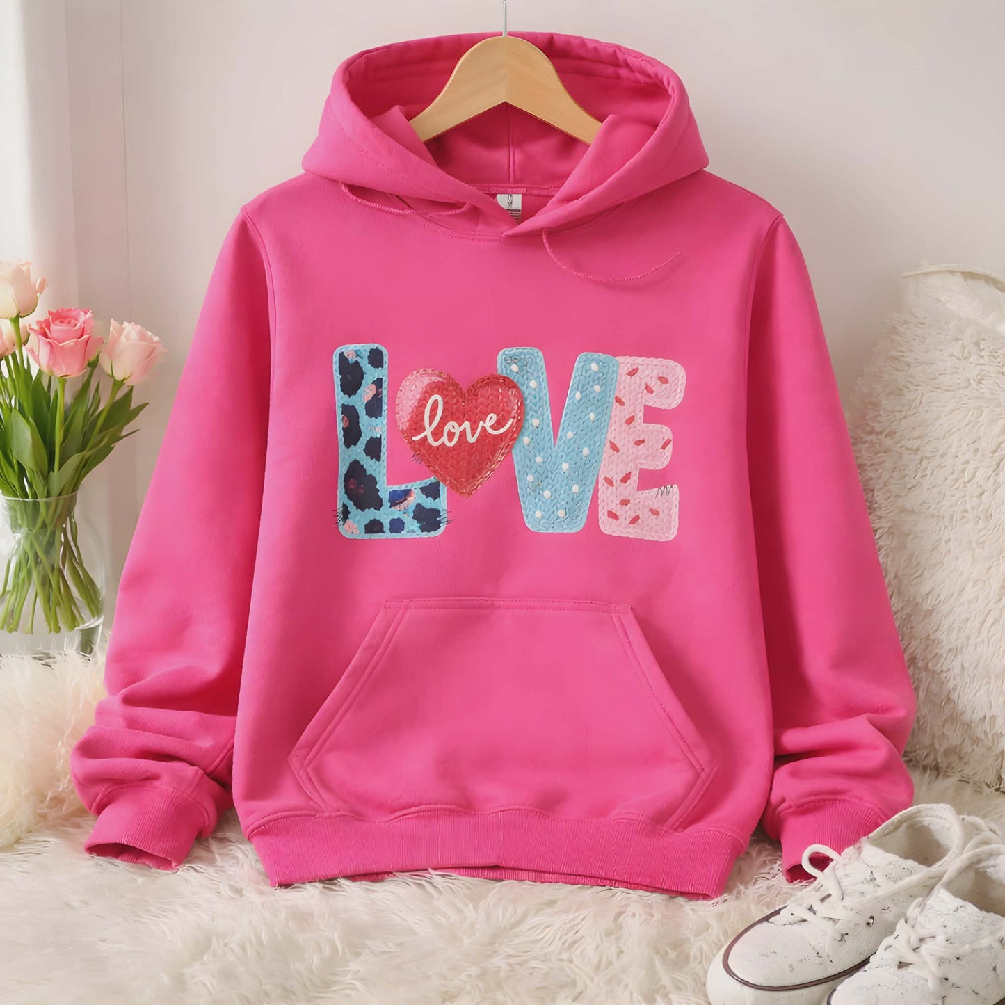 Valentine's LOVE Faux Yarn Hoodie