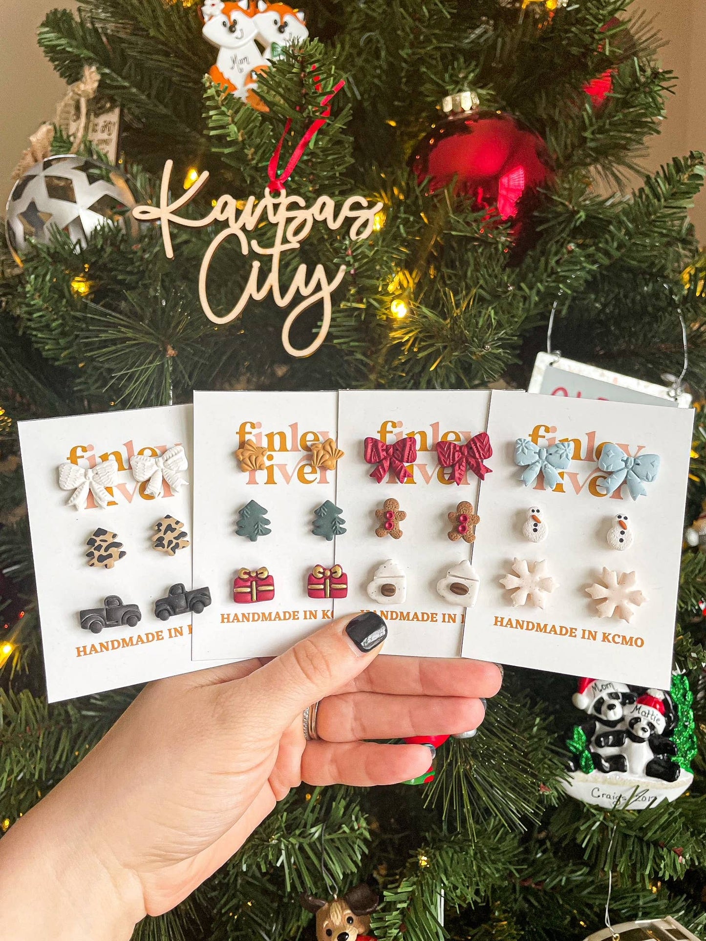 Christmas Stud Pack | Gingerbread | Clay Earrings: Gold Findings