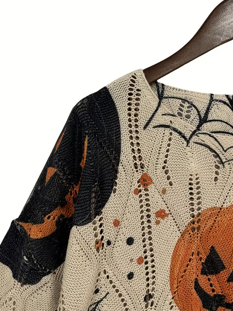 Jack-O'-Lantern Crochet Halloween Sweater
