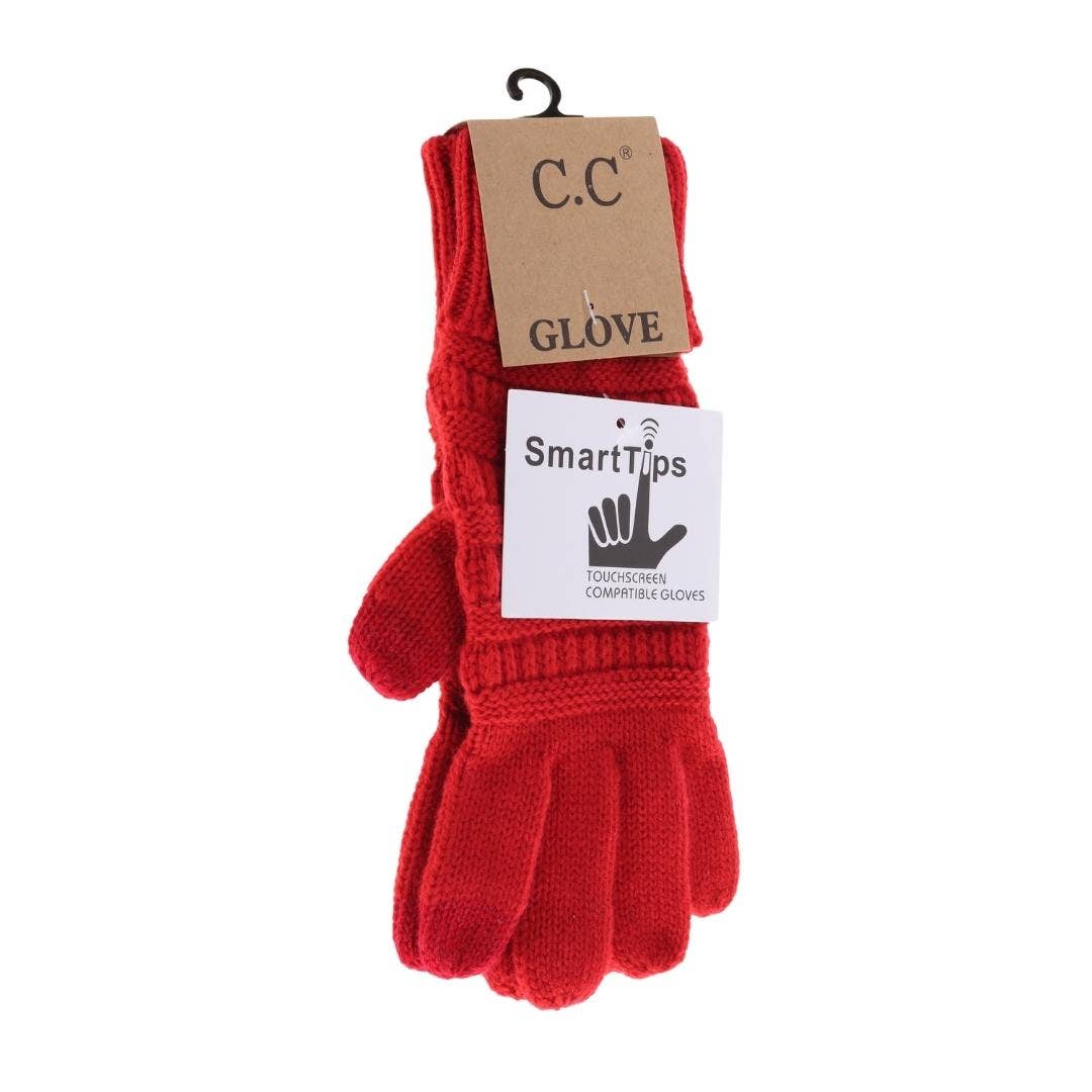 Solid Cable Knit CC Gloves: New Candy Pink