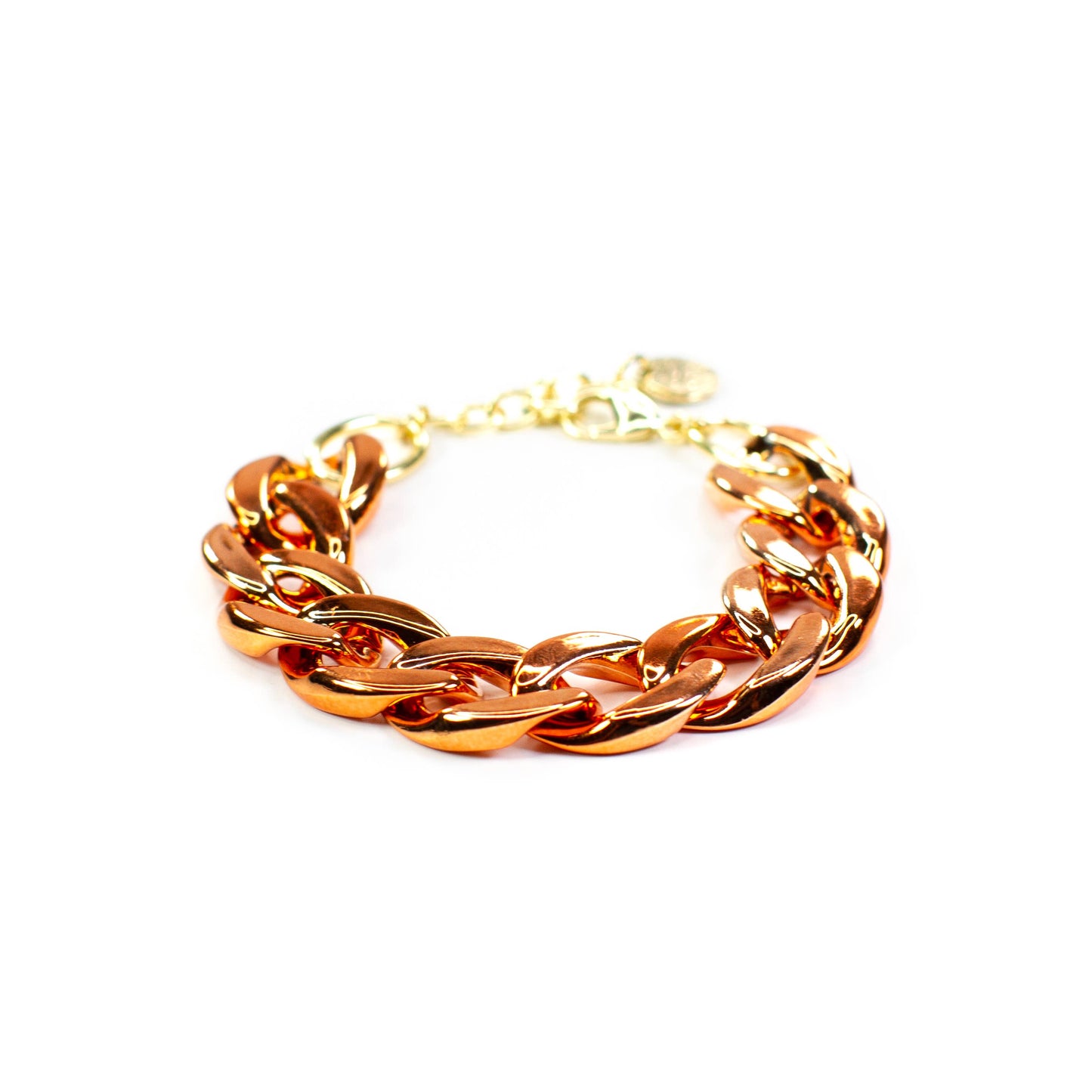 Metallic Orange Chunky Acrylic Chain Link Bracelet