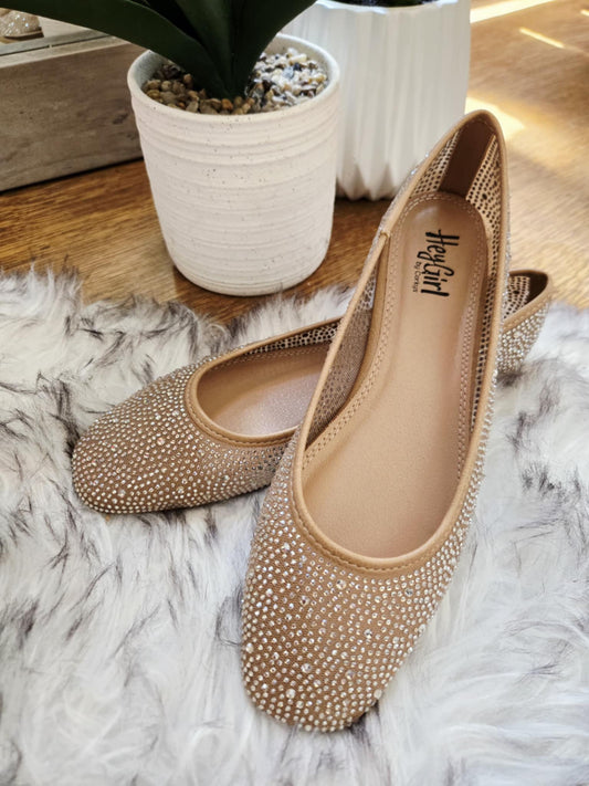 Corky's It's A Vibe Tan Rhinestone Flats
