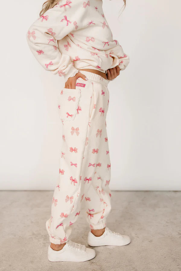 Ampersand Avenue Comfort Zone Hoodie - Pink Bow Lace