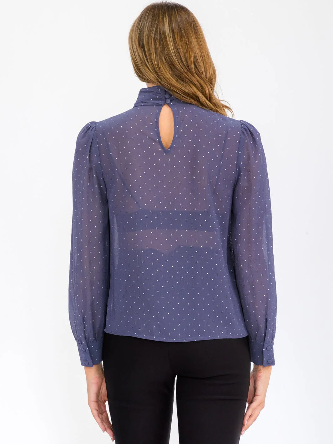 Razzle Dazzle Navy Sheer Top with Sparkle