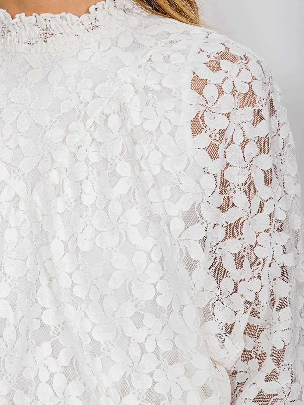 Sassafras White Lace Mock Neck Blouse