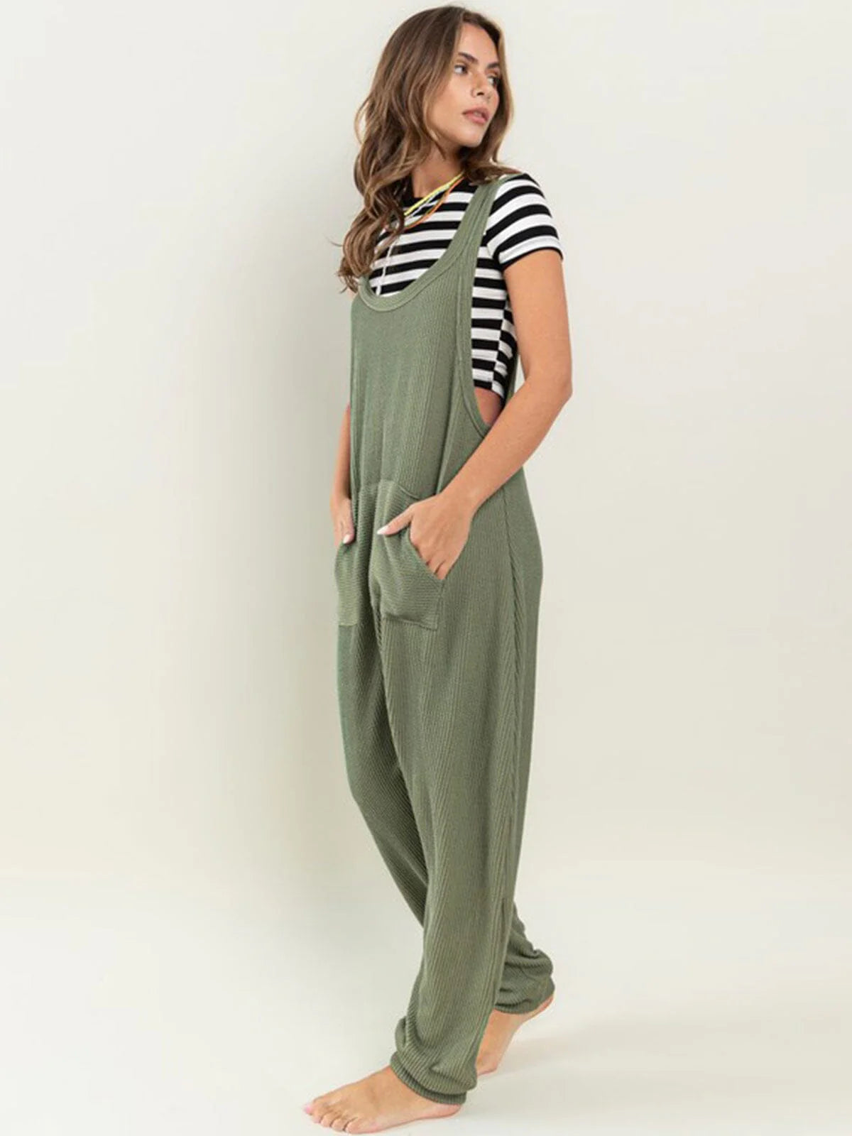 Slay the Day Olive Ribbed Super Stretch Jumpsuit