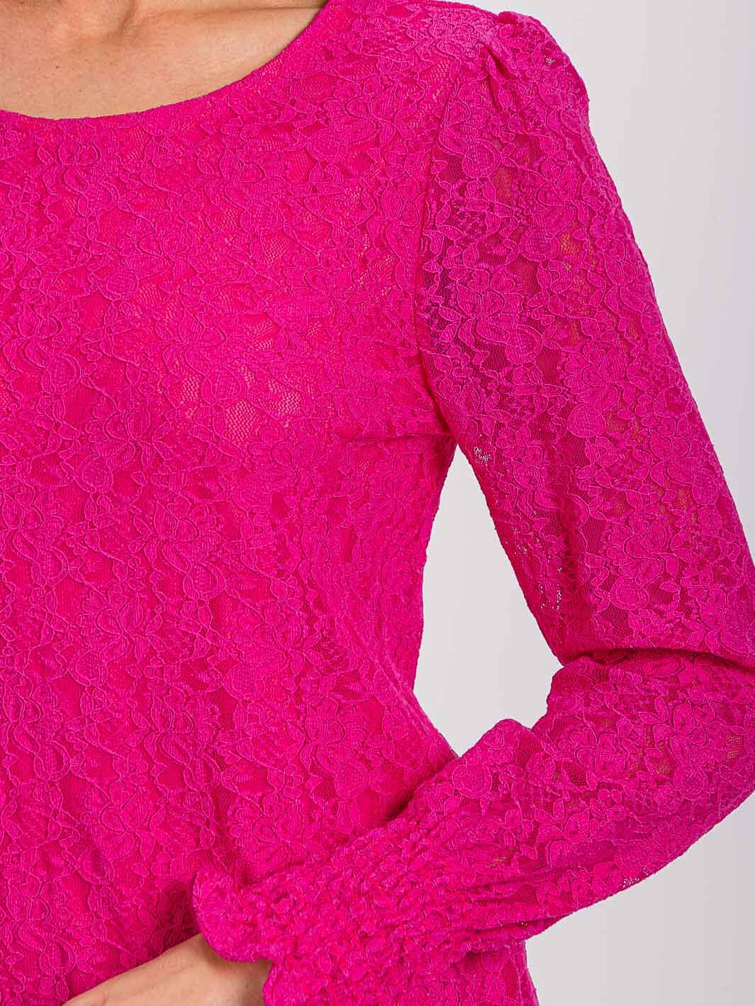 Fierce in Fuchsia Lace Sleeve Blouse