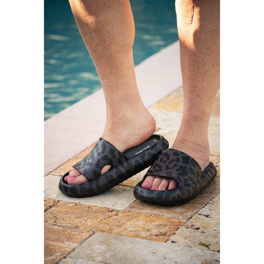 BLACK LEOPARD  Insanely Comfy -Beach or Casual Slide Sandals