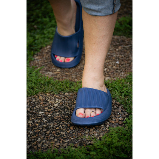 Navy Blue Insanely Comfy -Beach or Casual Slide Sandals