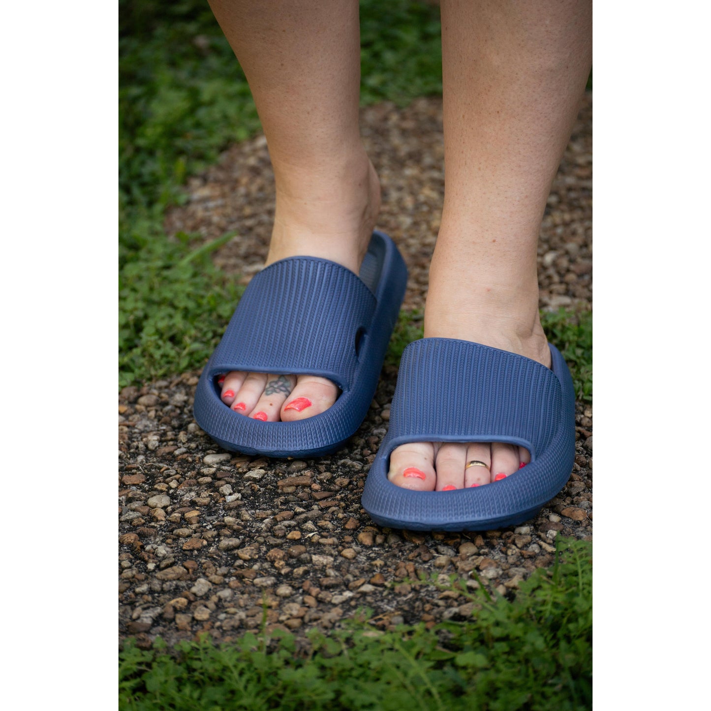 Navy Blue Insanely Comfy -Beach or Casual Slide Sandals