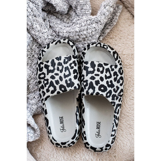Gray Leopard Insanely Comfy -Beach or Casual Slide Sandals