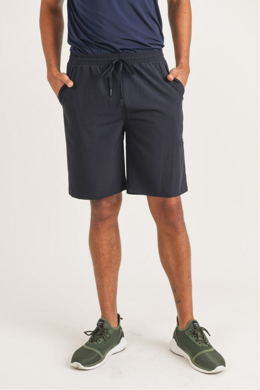 MEN'S - Active Drawstring Shorts with Zippered Pouch - Navy