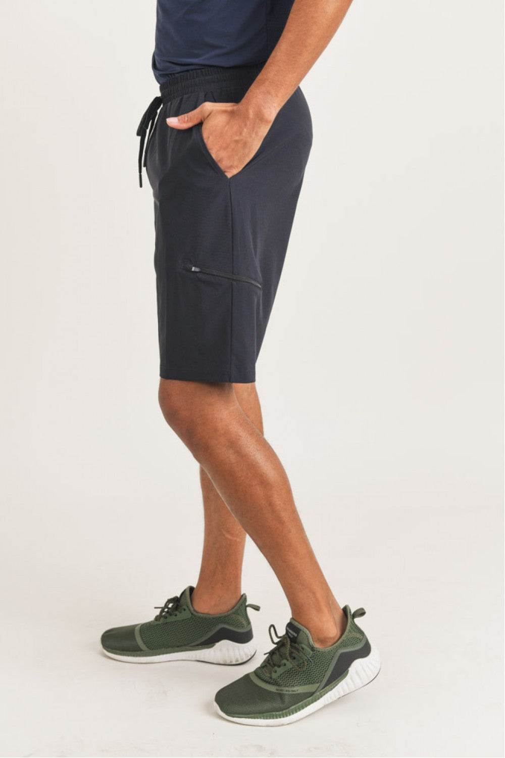 MEN'S - Active Drawstring Shorts with Zippered Pouch - Navy