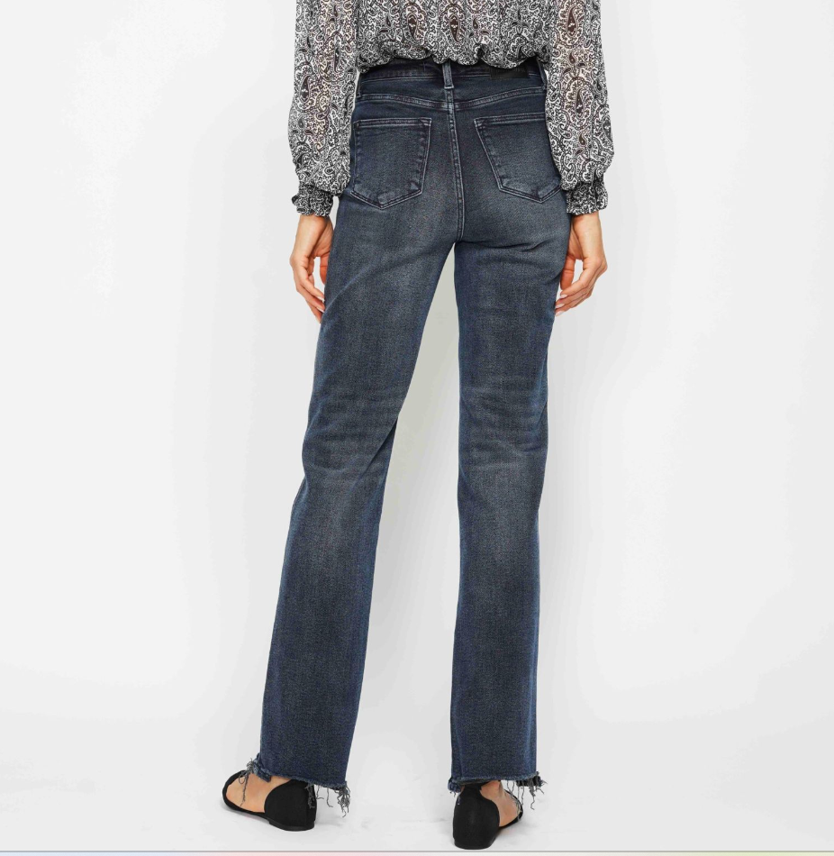 Judy Blue "The Storm" High Waist Button Fly Destroyed Hem Straight Leg Jean