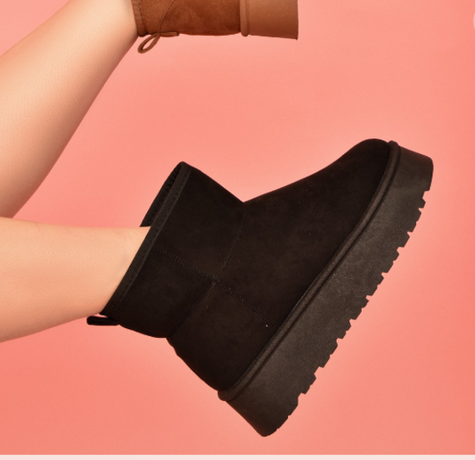 Black Platform Midi Boots - SALE