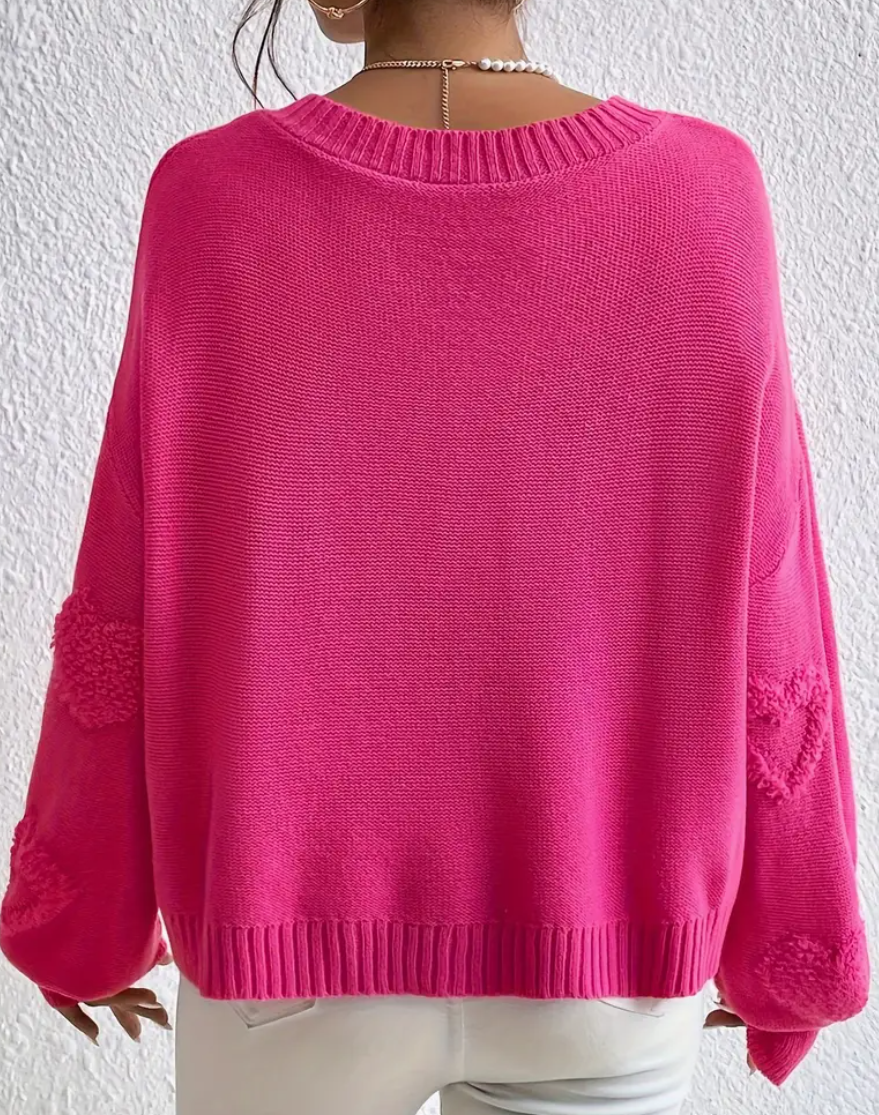 Heart You Pink Sweater with Pearls SALE