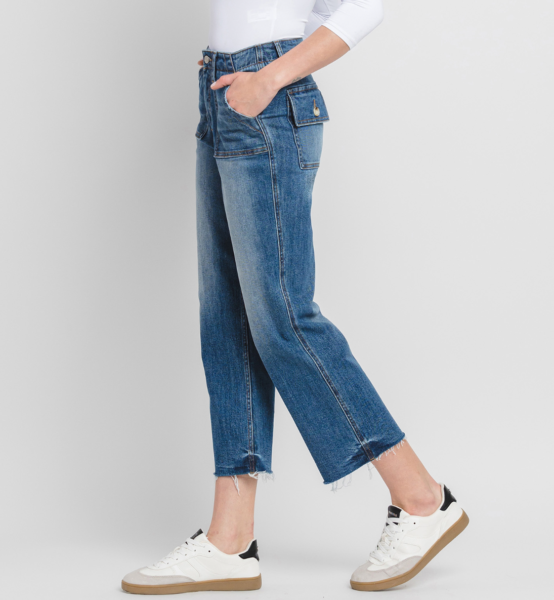 High Rise Utility Straight Leg "On the Town" Jeans - SALE
