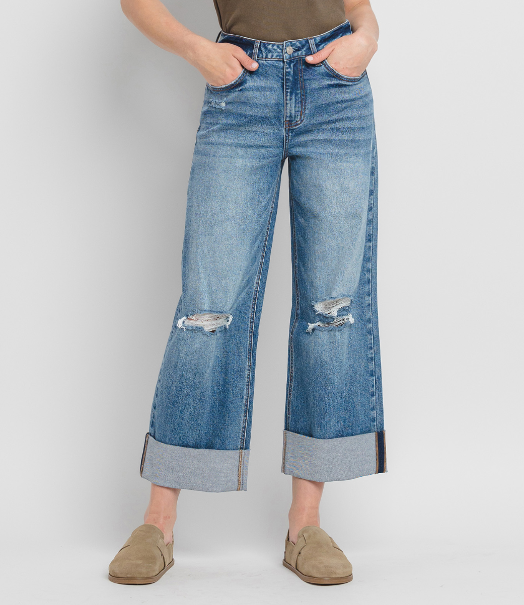 Super Wide Leg Double Cuffed Jeans from Lovervet by Vervet