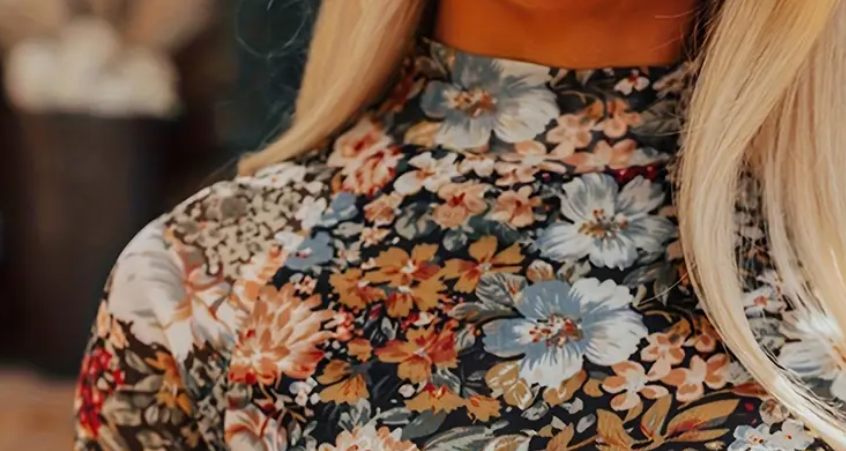 Floral Sheer Top with Thumb Holes