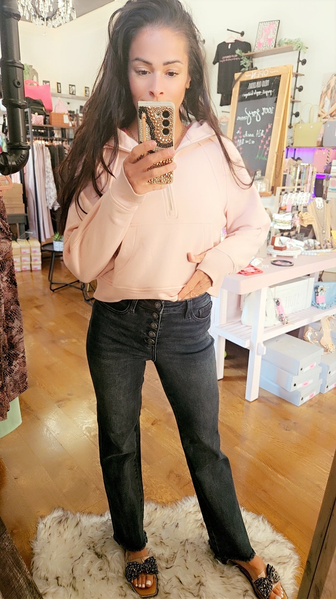 Judy Blue "The Storm" High Waist Button Fly Destroyed Hem Straight Leg Jean