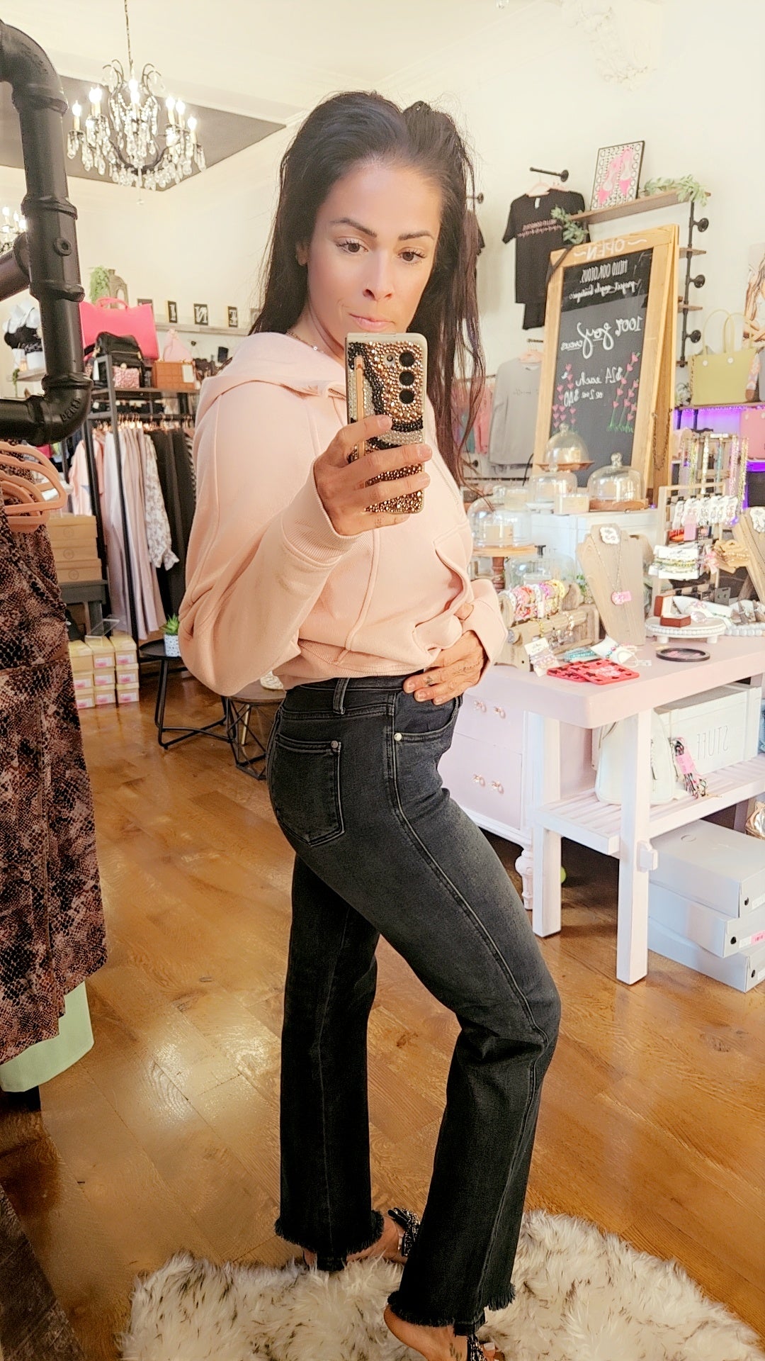 Judy Blue "The Storm" High Waist Button Fly Destroyed Hem Straight Leg Jean