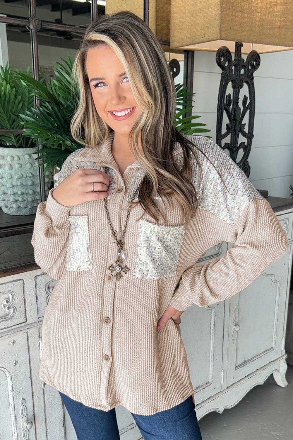 Dorian Sequin Corded Shacket - SALE