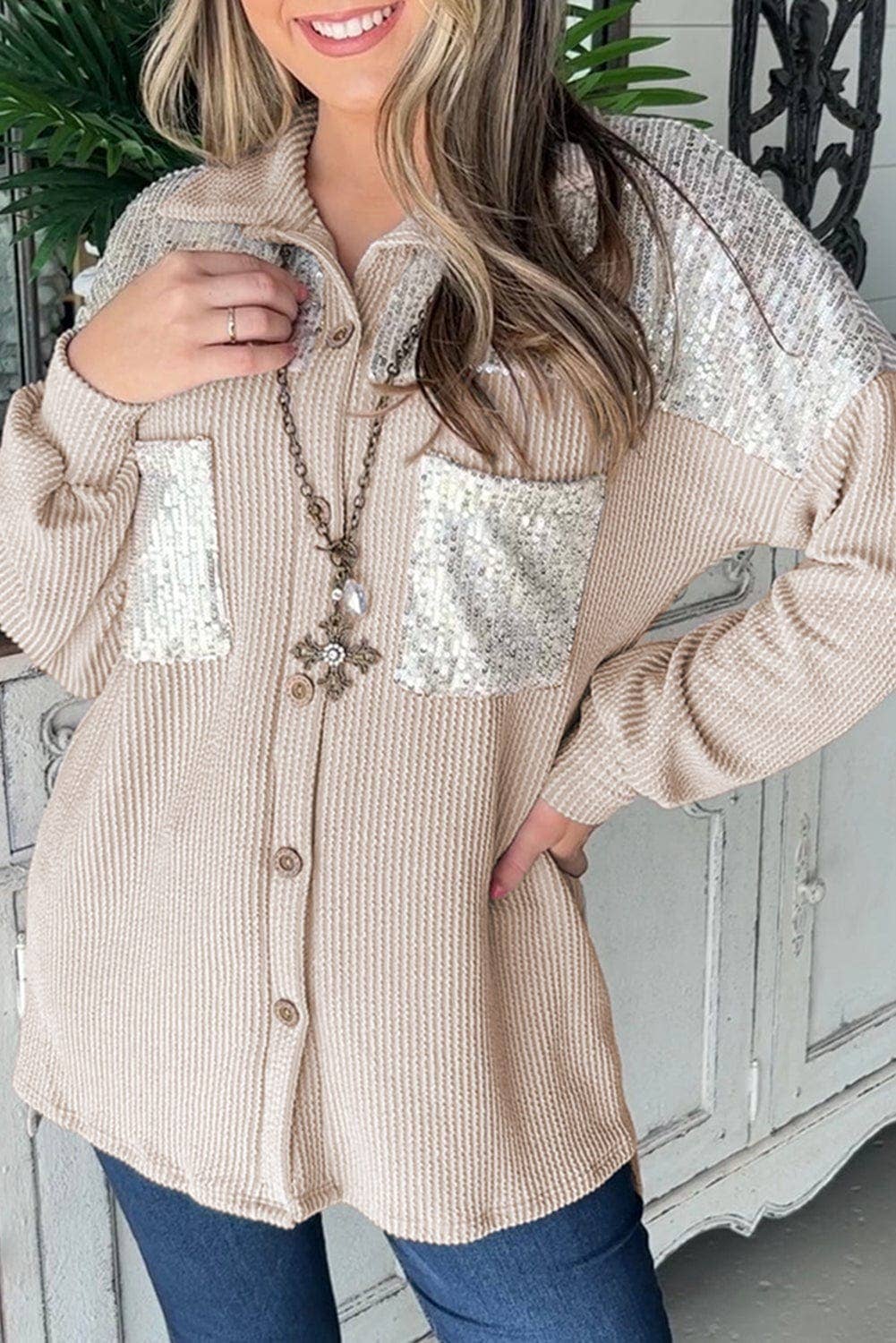 Dorian Sequin Corded Shacket - SALE