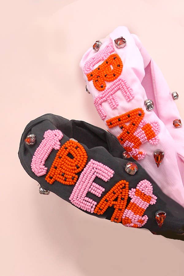 HALLOWEEN TRICK OR TREAT BEADED HEADBAND HAIR BAND