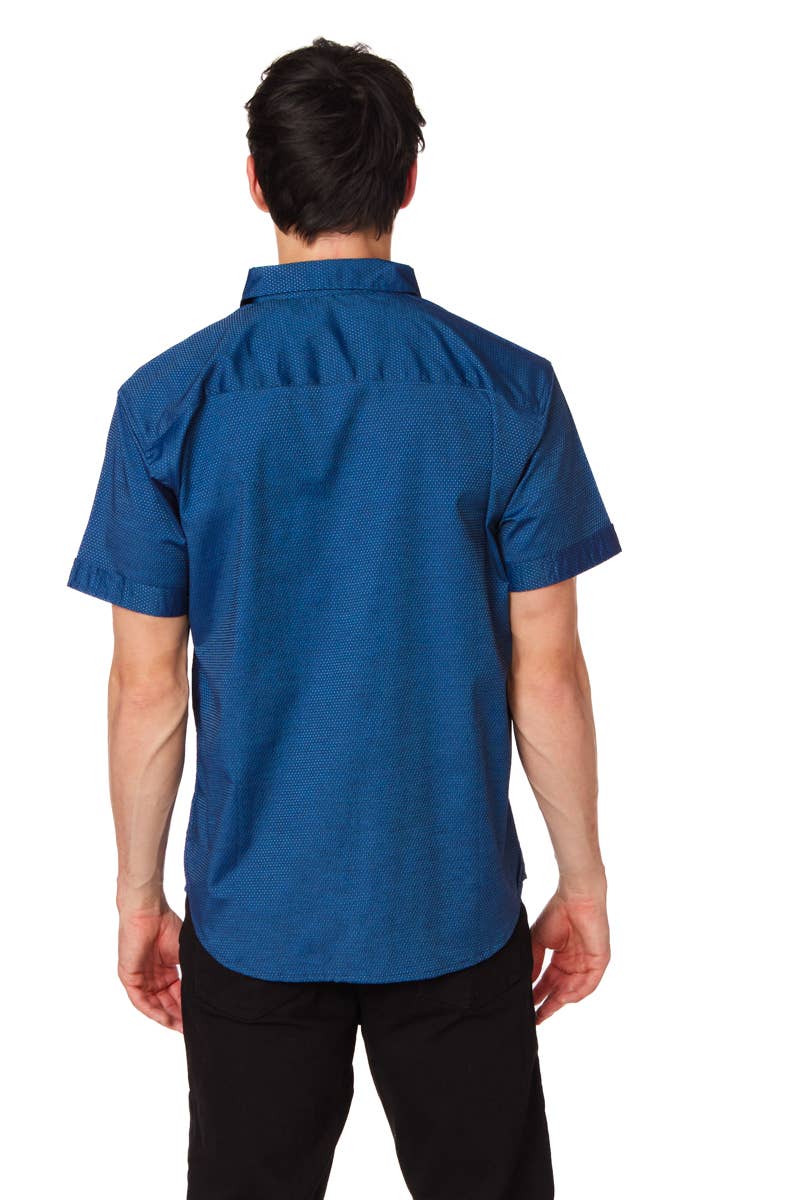 Men's Chambray Cotton Short Sleeve Shirt in Blue