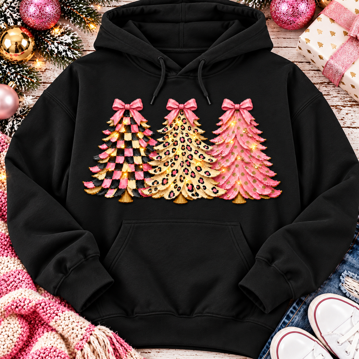 Girly Christmas Trees Graphic Apparel